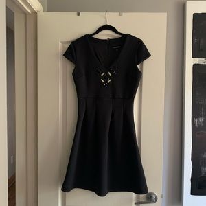 Pink Tartan cap sleeve black dress